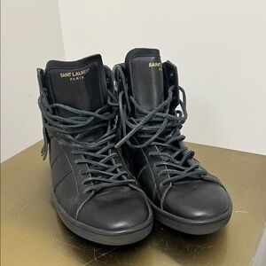 Saint Laurent Black High-Top Fringe Sneakers